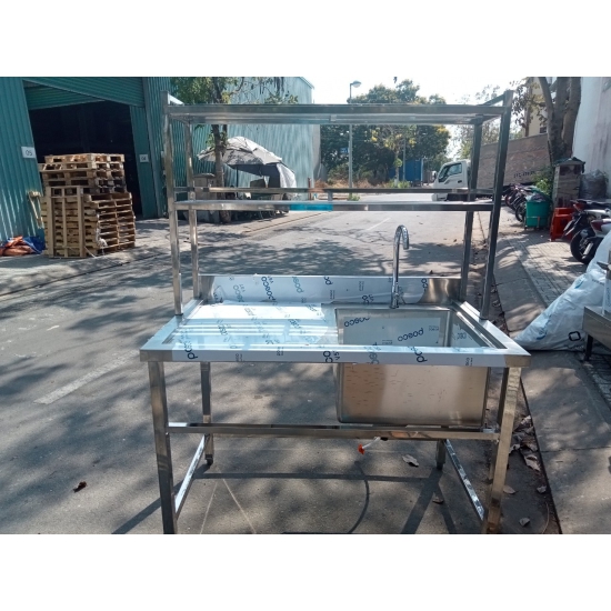 CHẬU RỬA ĐƠN CÁNH TRÁI CÓ KỆ SONG 2 TẦNG