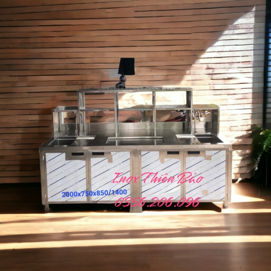 QUẦY PHA CHẾ 2 BỒN RỬA 1 THÙNG ĐÁ